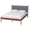 Baxton Studio Estela Mid-Century Modern Grey Woven Fabric and Walnut Brown Wood Queen Size Platform Bed 245-13445-ZORO - alternate 1